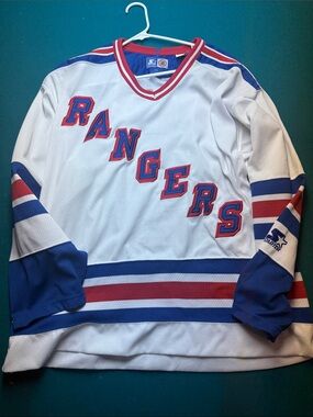 STARTER Adam Graves NY Rangers stitched Lettering Hockey Jersey size XXL